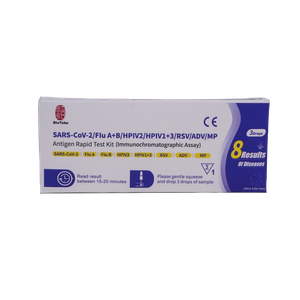 8 az 1-ben SARS-COV-2/influenza A+B/HPIV2/HPIV1+3/RSV/ADV/MP Antigen Rapid Test Kit