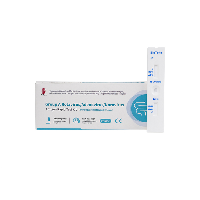 A csoport A rotavírus/adenovírus/norovírus antigén gyors tesztkészlet (Immunochromatographic Assay)