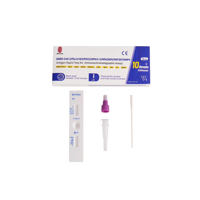 10. légzőszervi 10 SARS-COV-2/influenza A+B/HPIV2/HPIV1+3/RSV/ADV/MP/SP/HMPV Antigen Rapid Test Kit